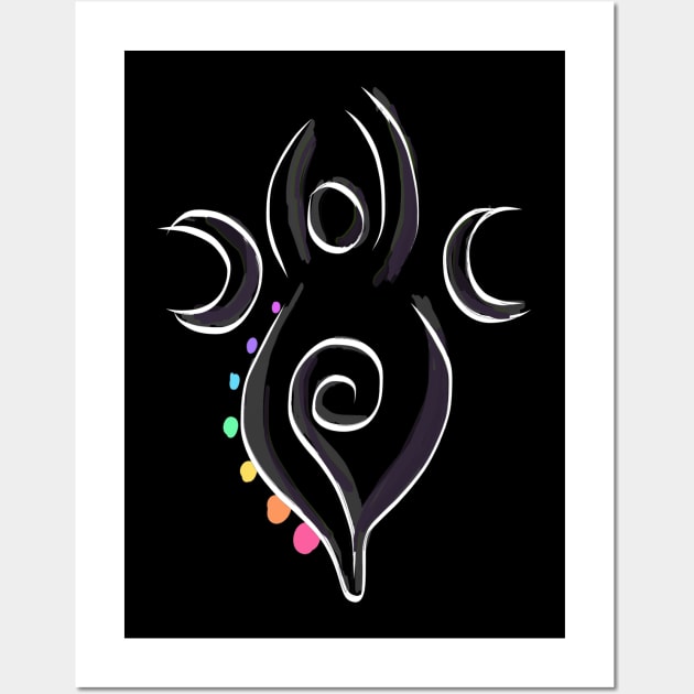 Spiral Goddess T-Shirt Three Symbol Wiccan Pagan and Chakras Wall Art by BeesEz